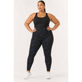 SPANX Womens Camo Print Active Leggings Blue/Black 1X Athleisure Normcore Gym