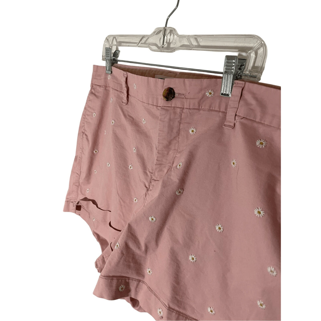 Old Navy Shorts Printed Novelty Chino Cottage Daisy Embroidered Everyday Sz 14