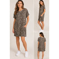 Cherish Medium Women's Cheetah Print Slip On Mob Wife Grease T-Shirt Dress