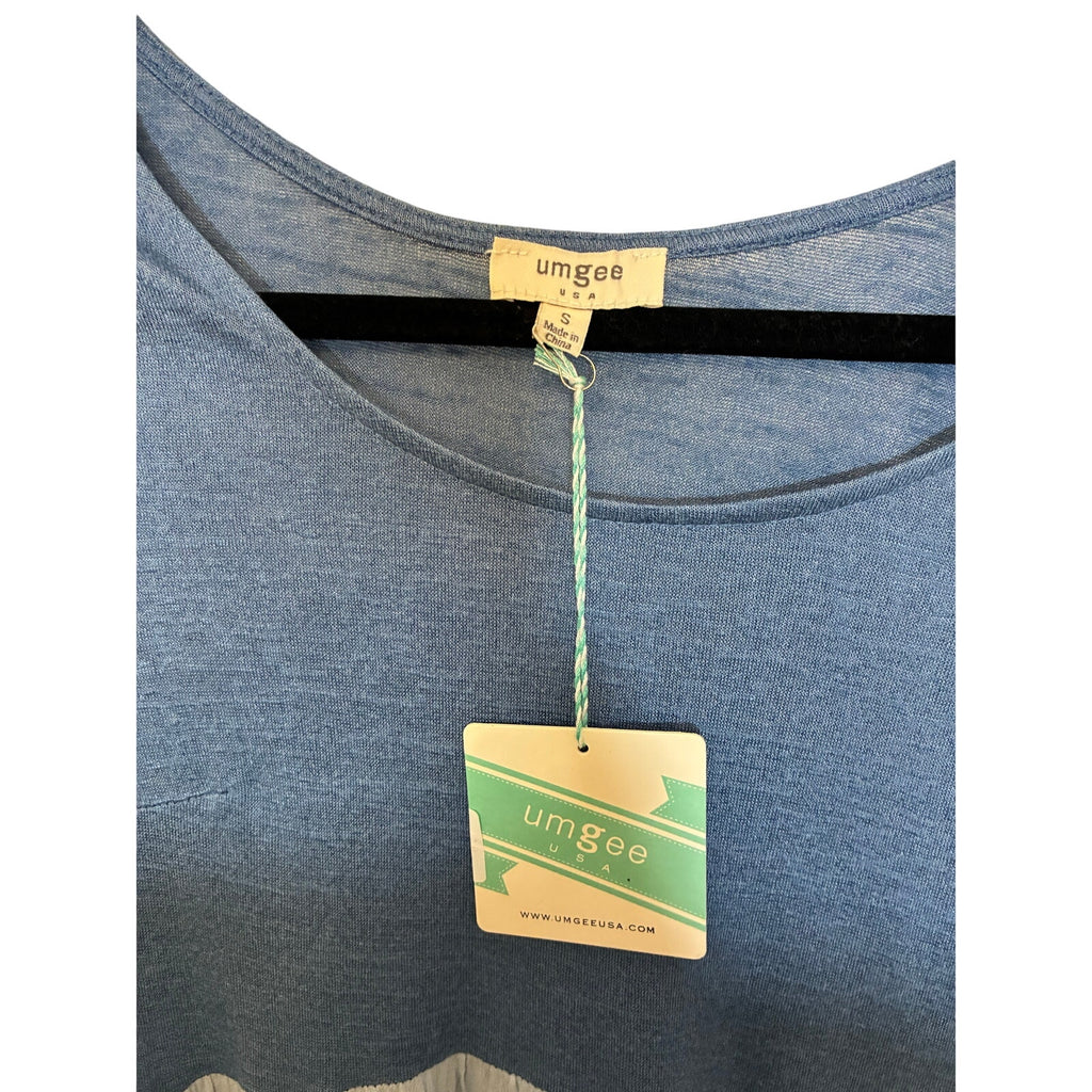 NWT Umgee Tiered Coastal Grandma Euro Summer Beachy Blue Cotton S Minimal Preppy