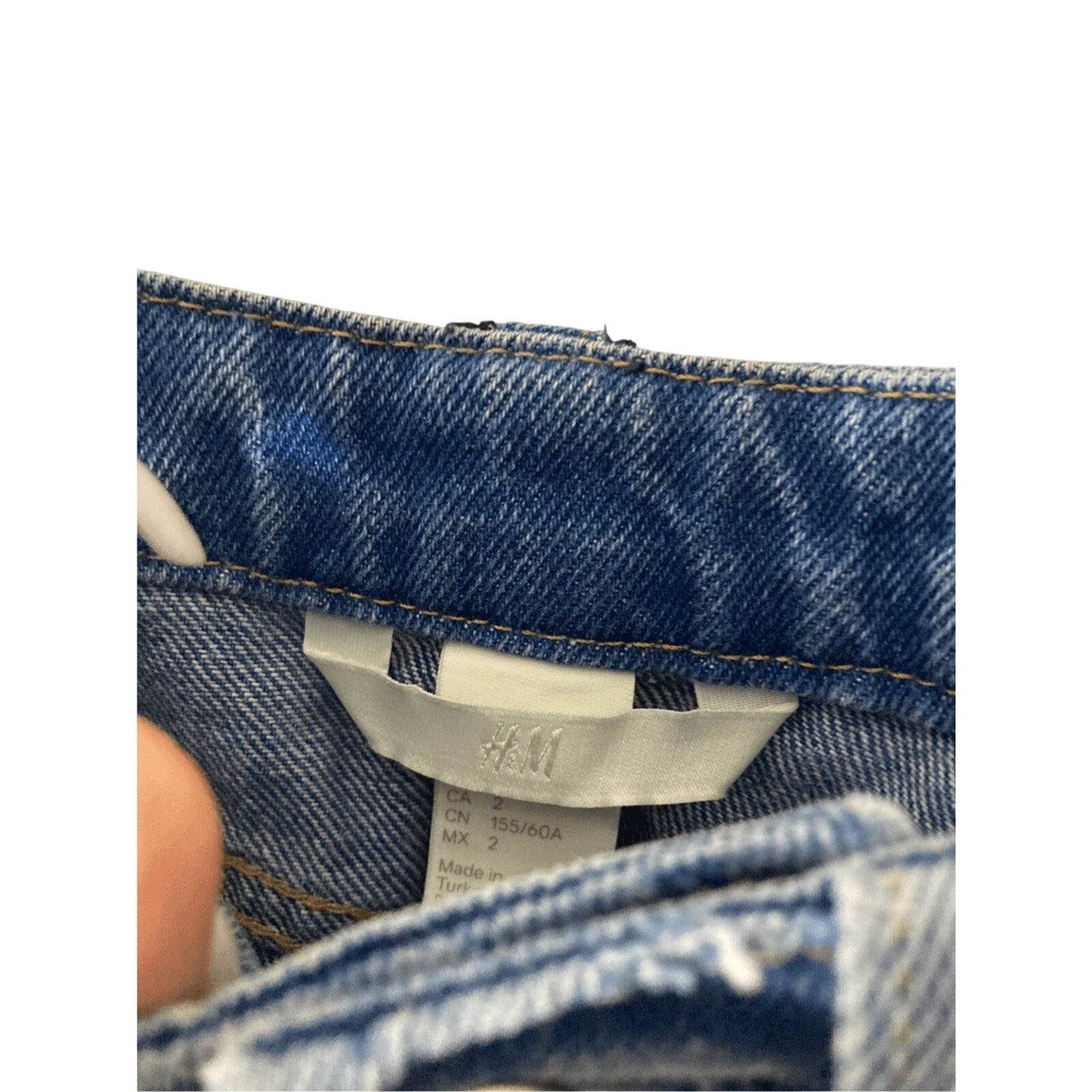 H&M Denim Above Knee Denimcore Y2K Modest Raw Hem Medium Wash Skirt