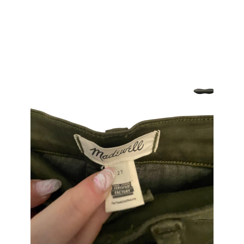 Madewell The '90s Capri Pant in Garment-Dyed Sateen Green Gorpcore Utility 27