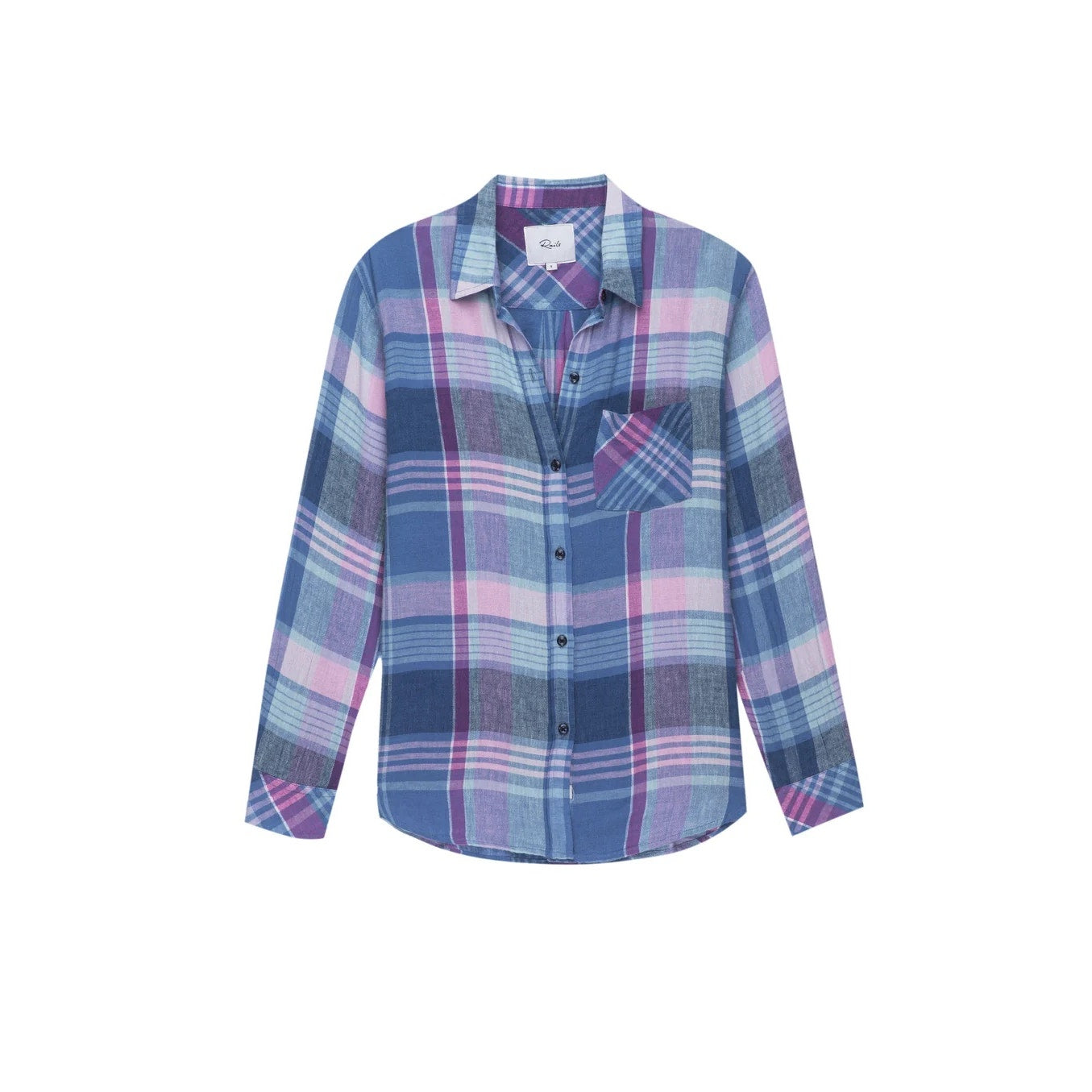 RAILS Charli Laguna Coast Plaid Shirt Blue Pink Coastal Preppy Button Front S