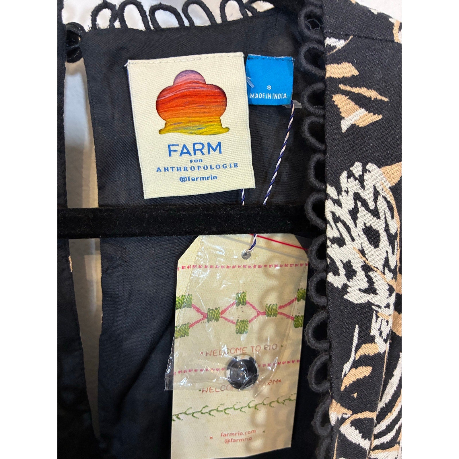 NWT Farm Rio x Anthropologie Printed V-Neck Jumpsuit Black Floral Boho Western S