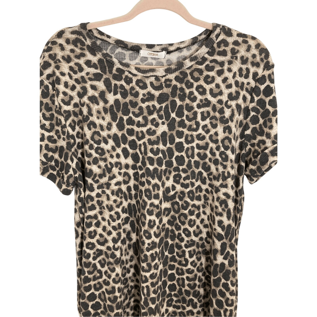 Cherish Medium Women's Cheetah Print Slip On Mob Wife Grease T-Shirt Dress