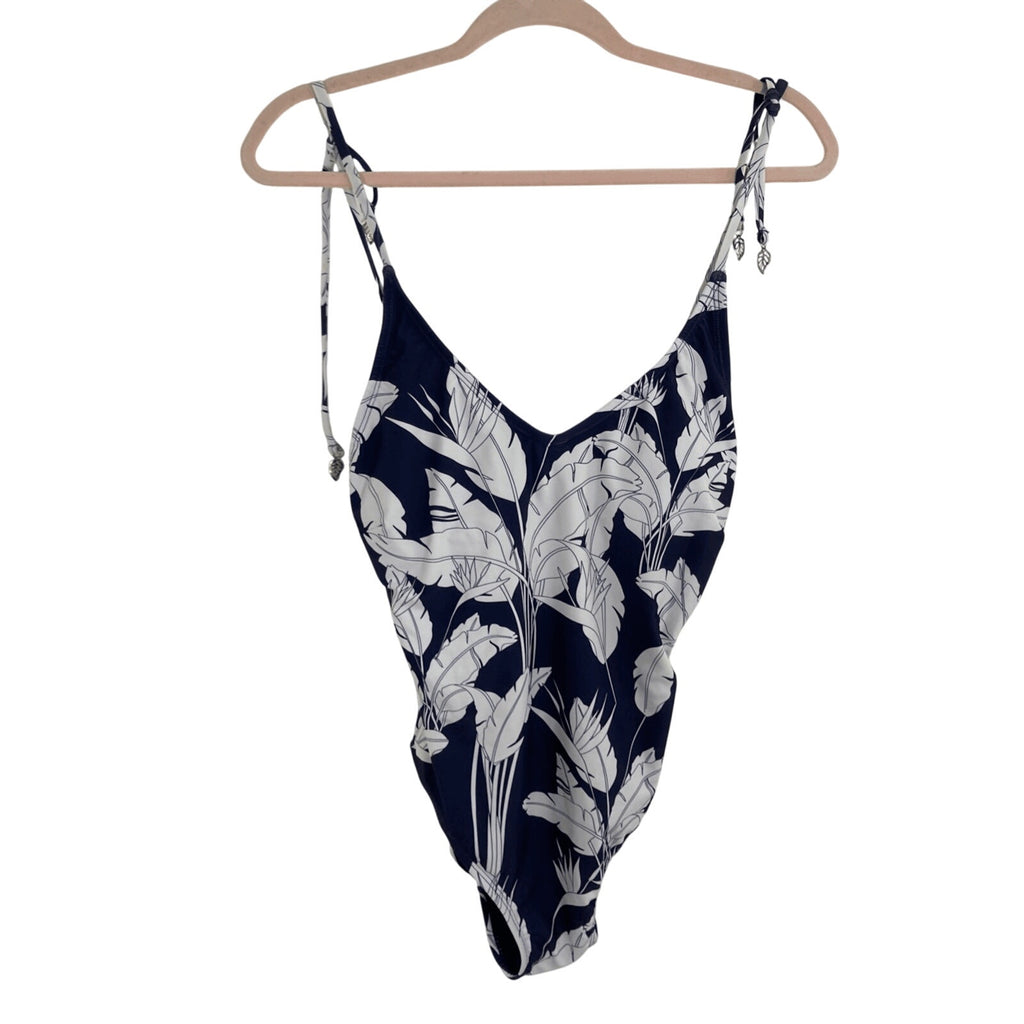 NWOT Heat Sailor Chic Navy Floral Small One Piece Boho Swim Suit Coastal Vacay