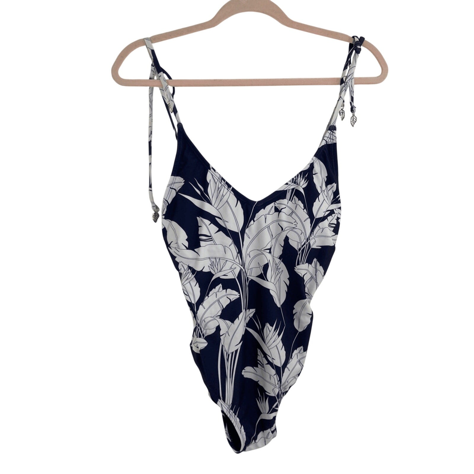 NWOT Heat Sailor Chic Navy Floral Small One Piece Boho Swim Suit Coastal Vacay