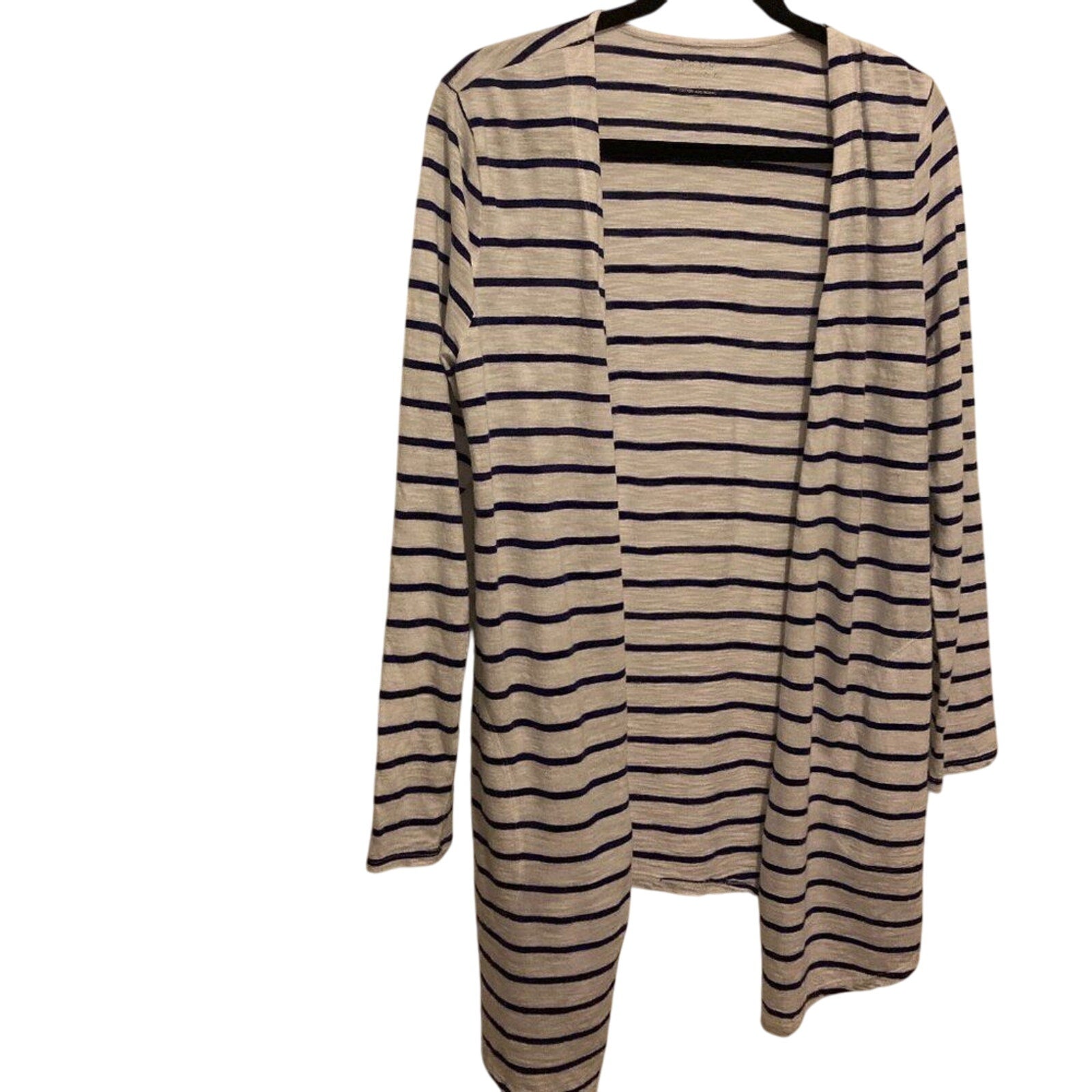 Chico's Striped Cotton The Ultimate Tee Collection Cotton Nautical Cardigan SZ 0