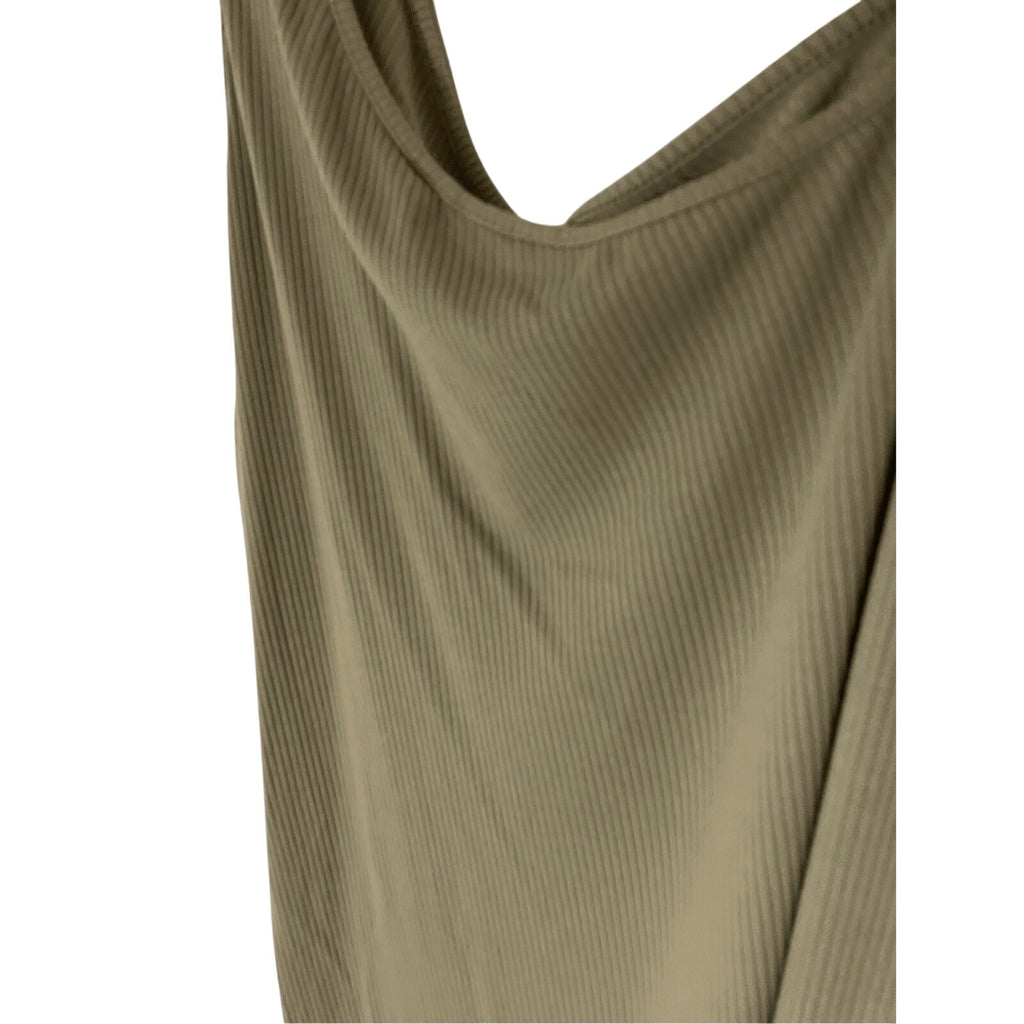 Banana Republic Tate Olive Green Ribbed Modest ONE-SHOULDER DRESS Sz  L