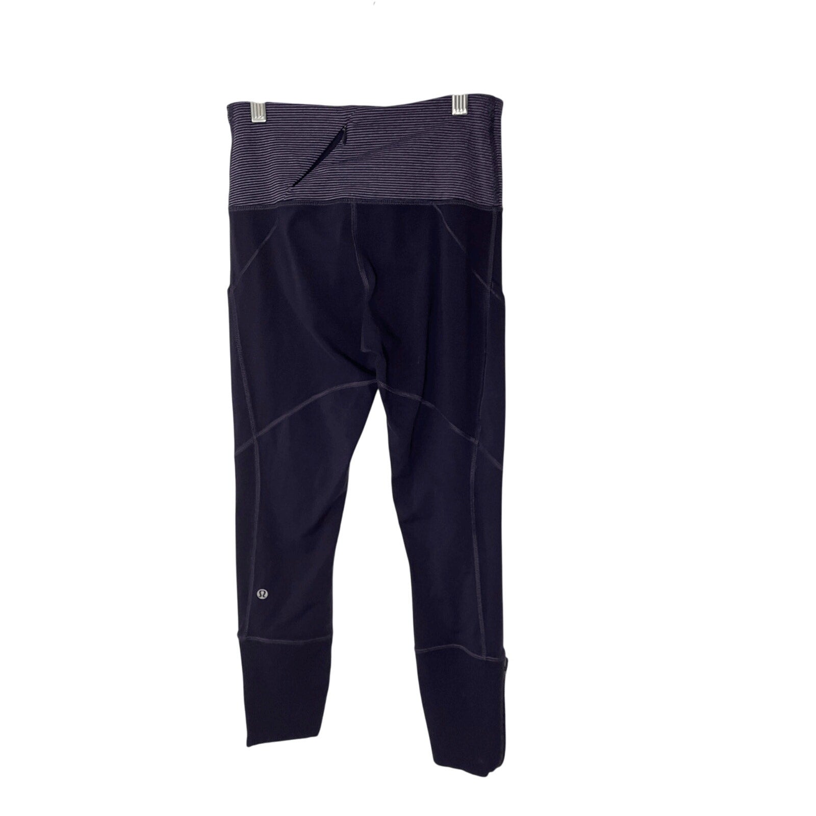 Lululemon Rebel Runner Crop Grape Stripe Zip Ankle Leggings SZ 4 Pedal Pusher