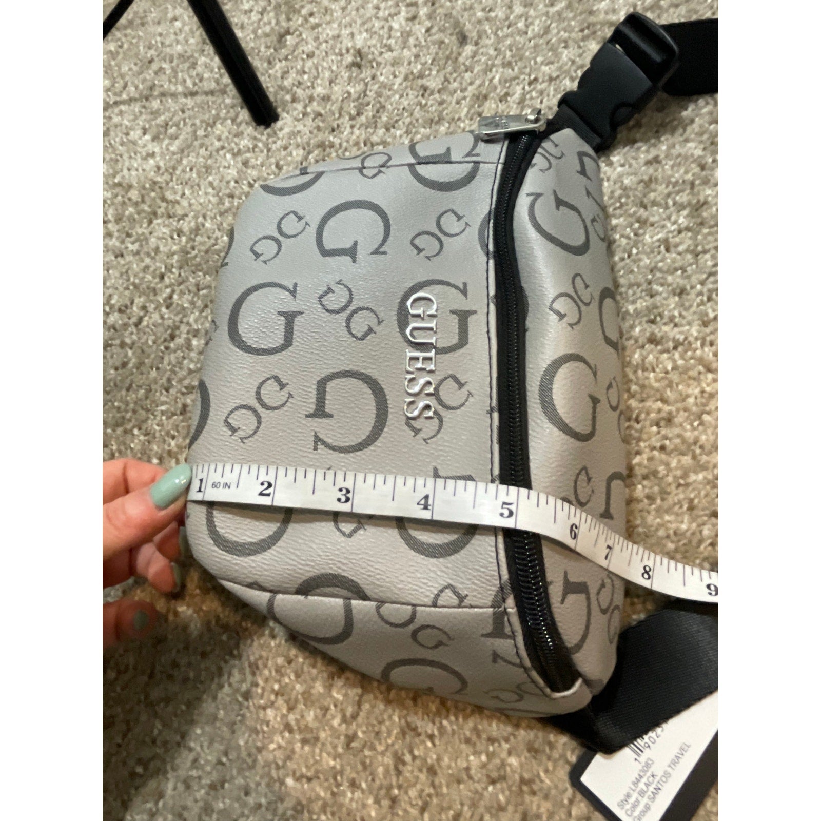 Guess Women's Cassius Grey Monogram Bum Santos Travel Belt Bag New with Tag
