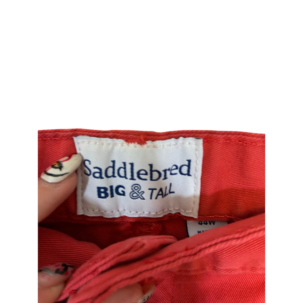 Saddlebred Mens Chinos Shorts Orange Coral Flat Front Pockets Big & Tall 44 EUC