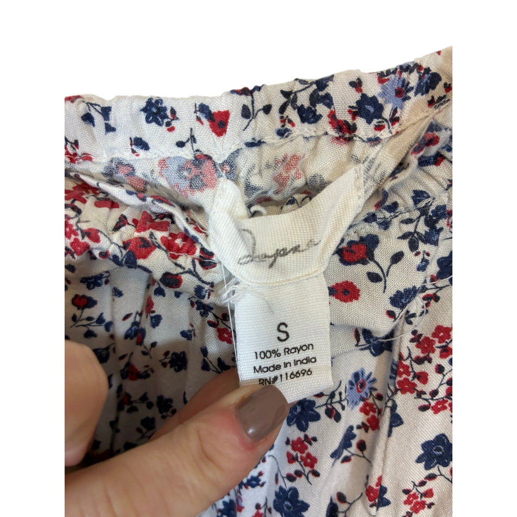 Japna Floral Strapless Jumpsuit American Red White and Blue Nautical Vacation S