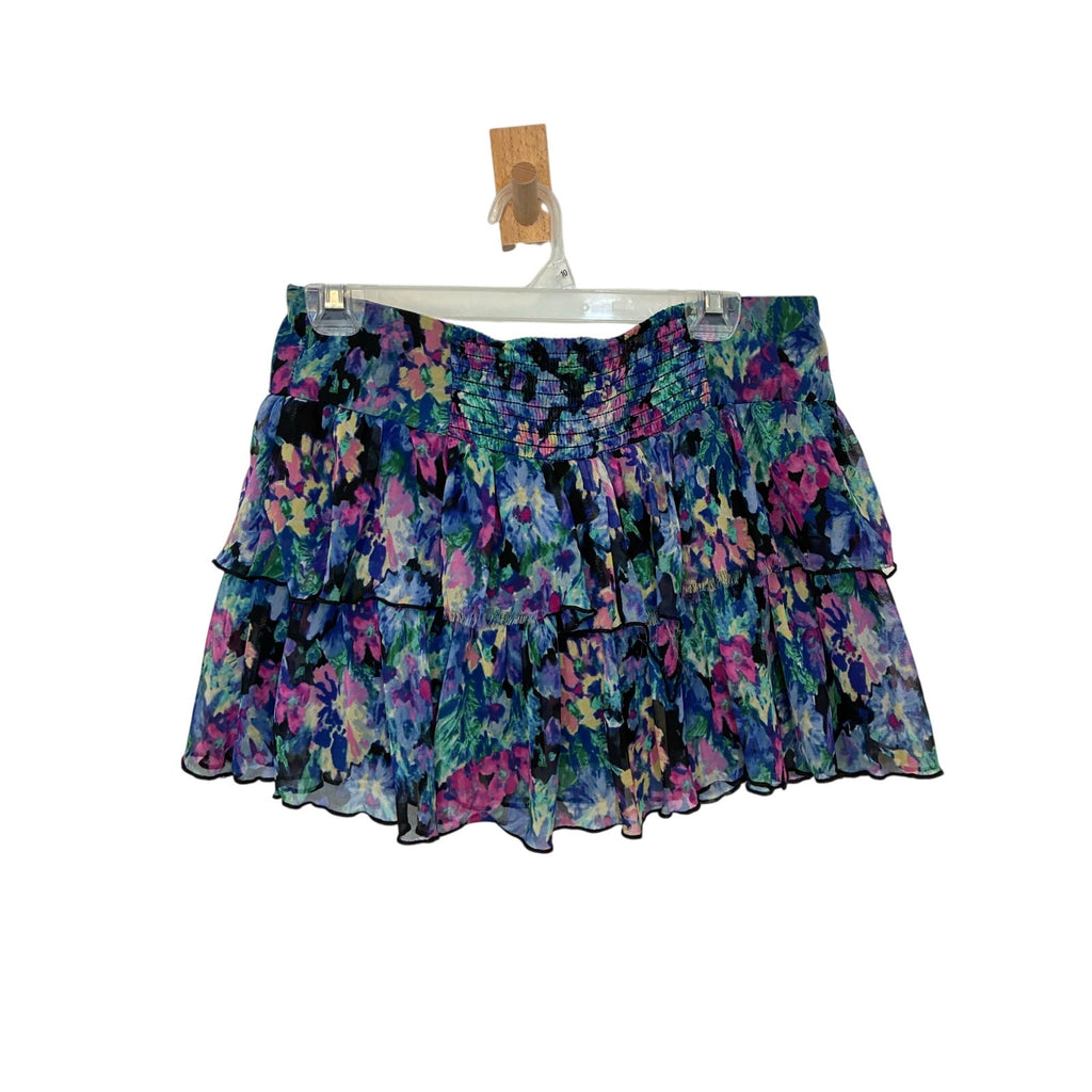 Joe Benbasset Y2K Floral Tiered Ruffle Mini Skirt Multicolor Elastic Waist L