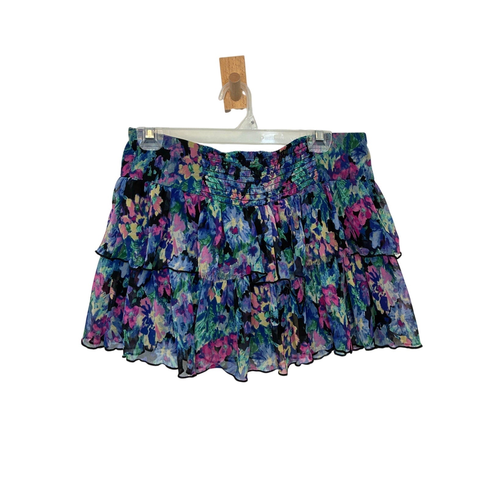 Joe Benbasset Y2K Floral Tiered Ruffle Mini Skirt Multicolor Elastic Waist L