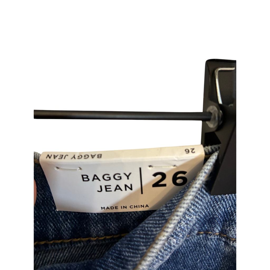 NWT PacSun Baggy Jeans M Rodeo Wash Faux Distressed Wide Leg Women's 26 Modest