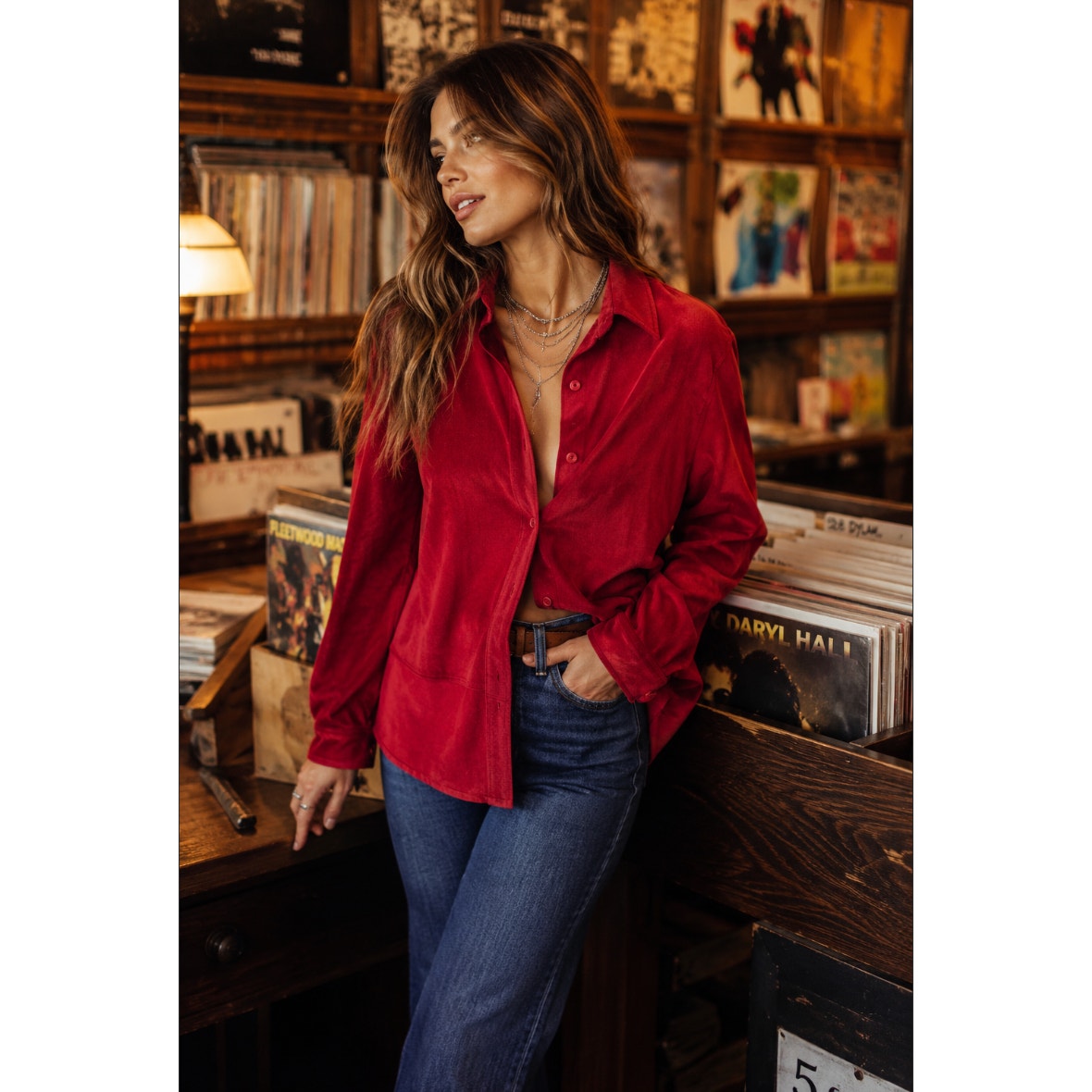 Casual Corner Annex Faux Suede Red Funky Y2k Lover Feminine 70's Button Jacket