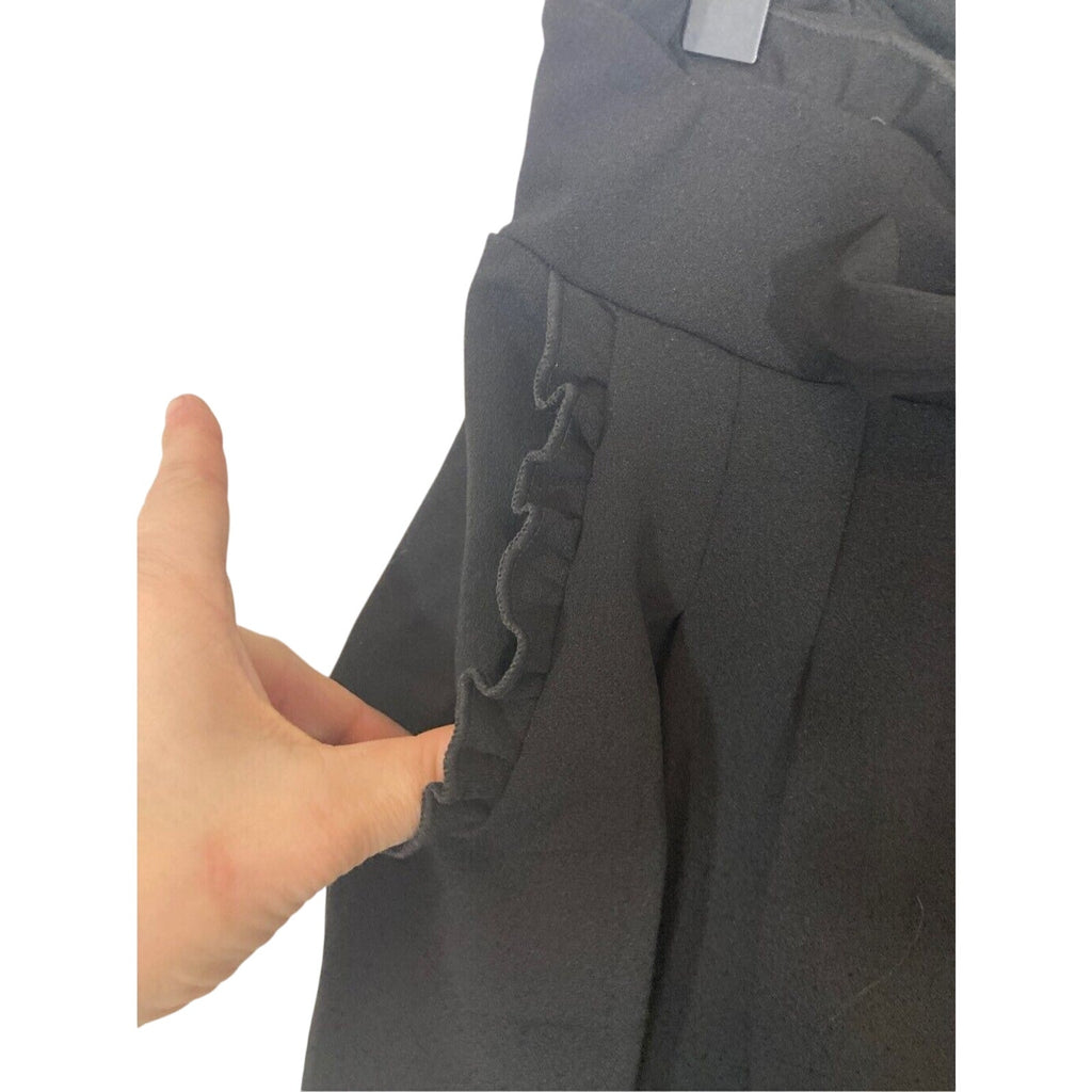 NWT High Rise Large Black Front Tie Ruffle Knox Rose Modern Dress Slacks