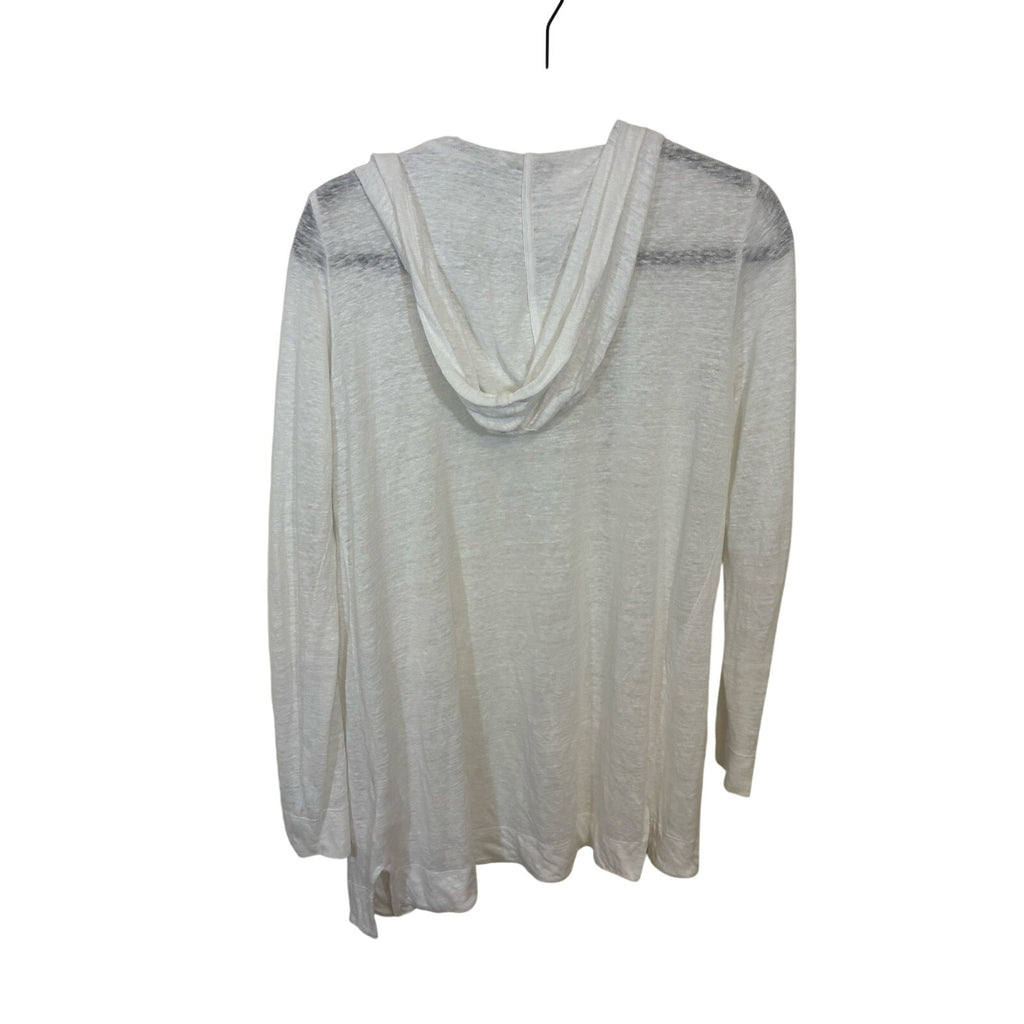 Tahari 100% Linen Hooded Open Front Cardigan Sweater Long Sleeve Casual Small