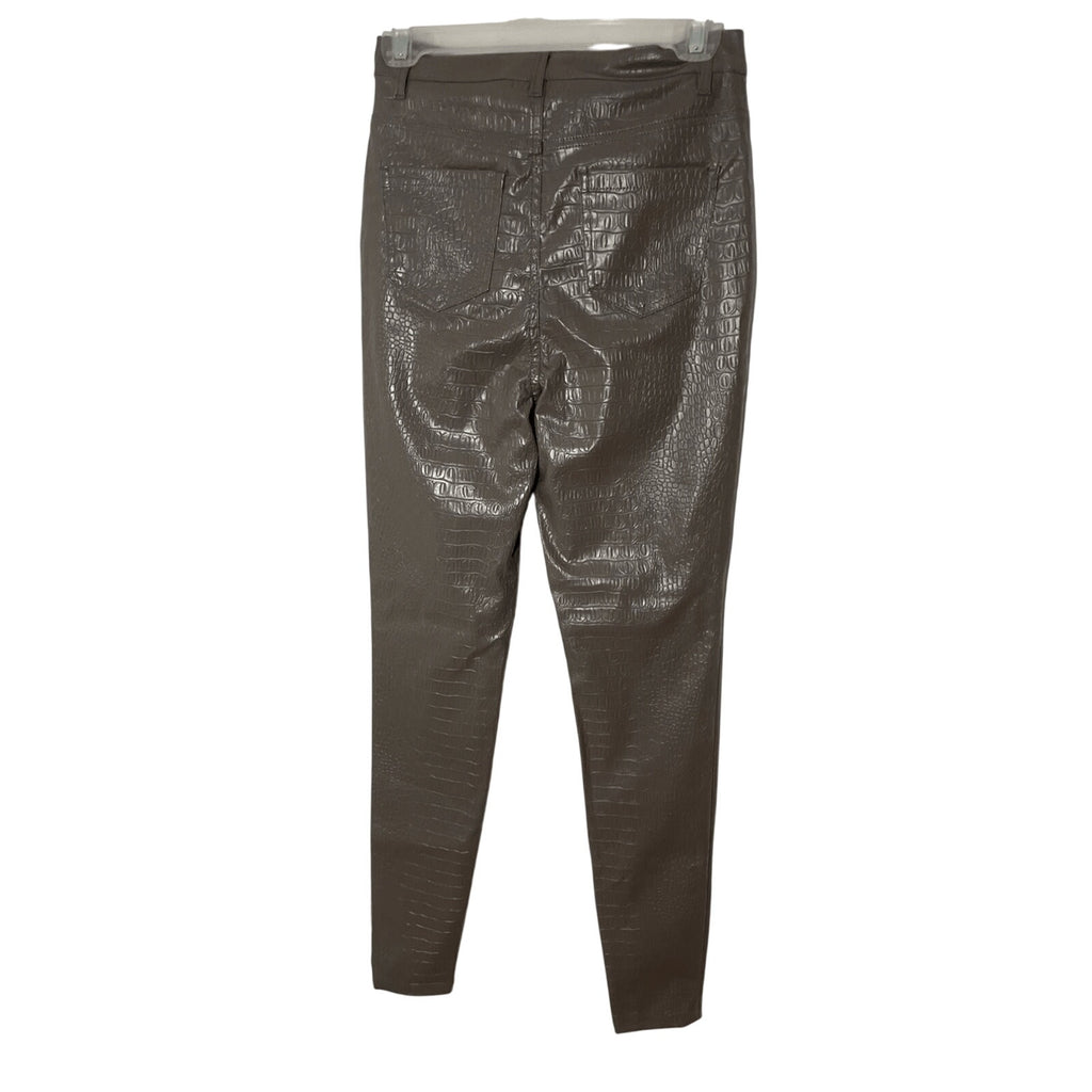 NWT MISGUIDED Crocodile Slim Faux Leather Grey Pants 2 Influencer Animal Retro