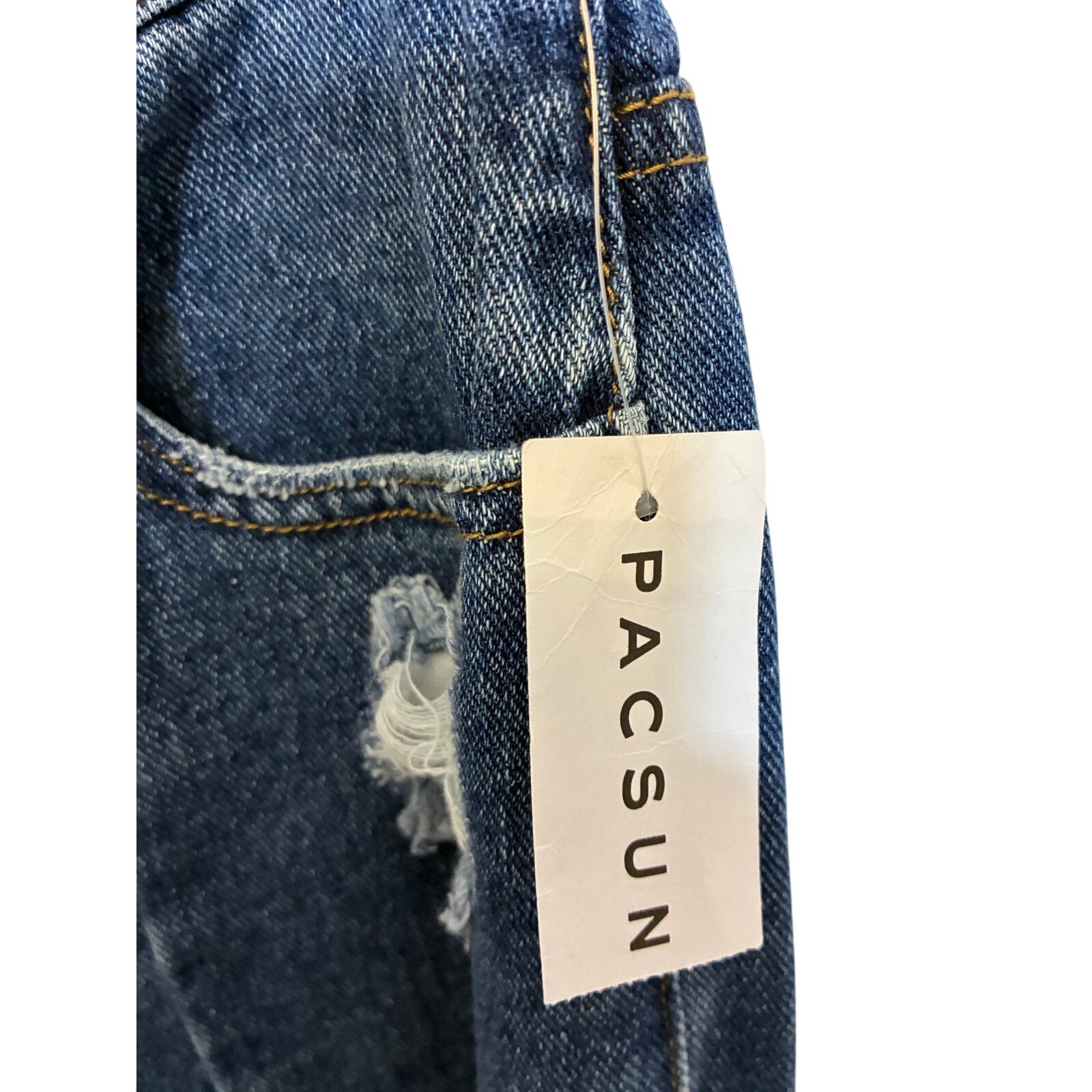 NWT PacSun Baggy Jeans M Rodeo Wash Faux Distressed Wide Leg Women's 26 Modest