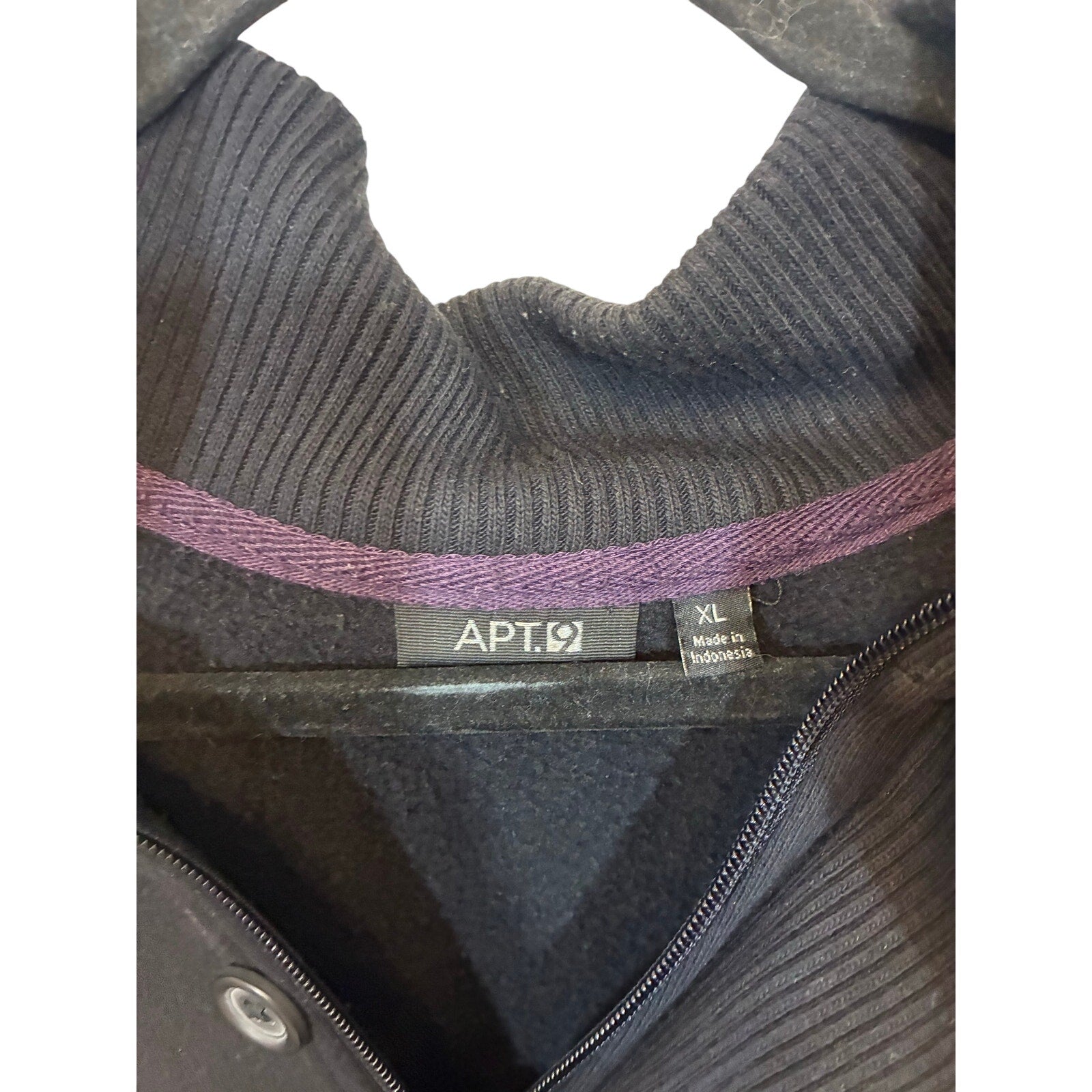 APT 9 Mens Jacket Full Zip Mock Neck Long Sleeve Pockets Knit Black XL Preppy