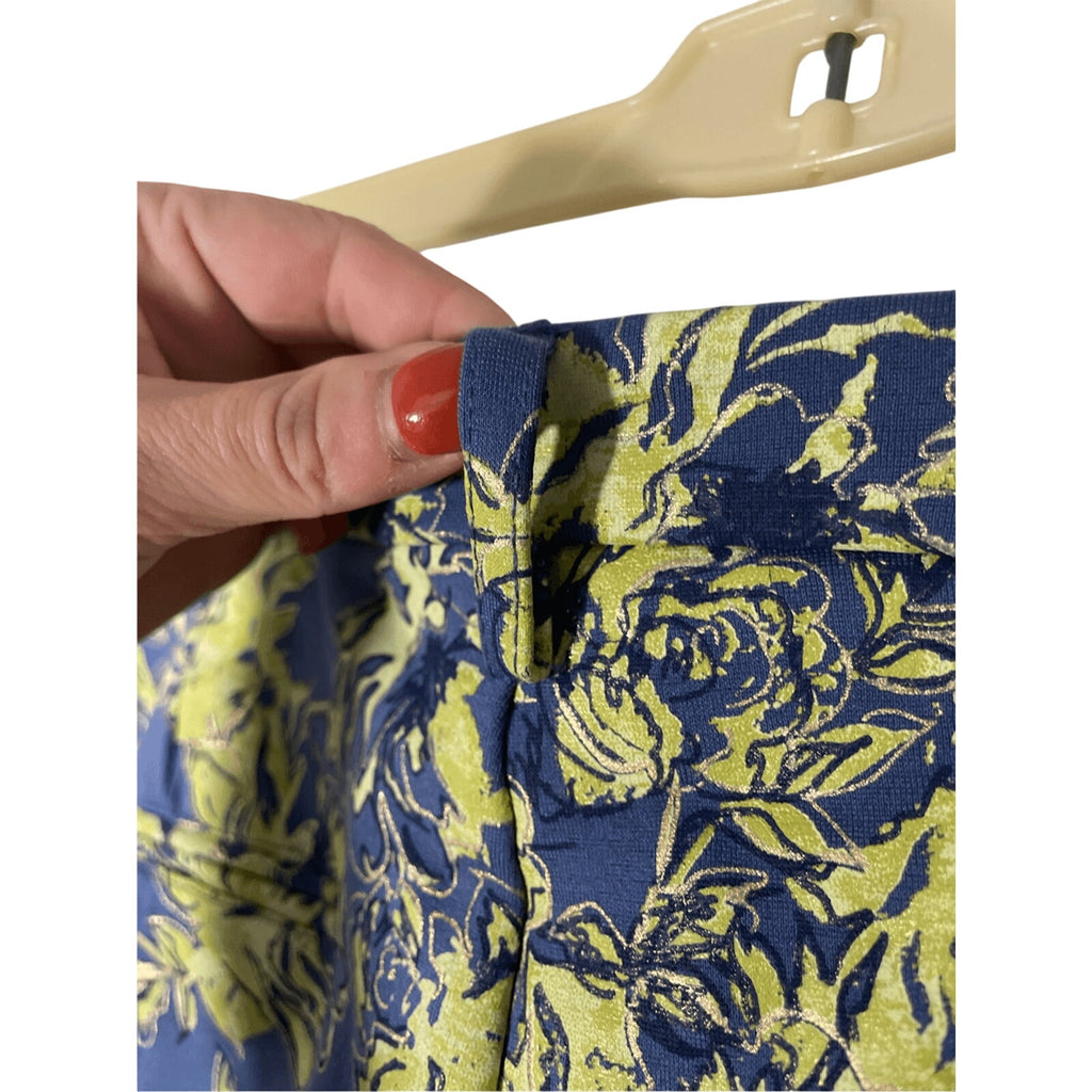 Soft Surroundings Women's Elisabetta Ankle Pants Blue Green Floral Size Large