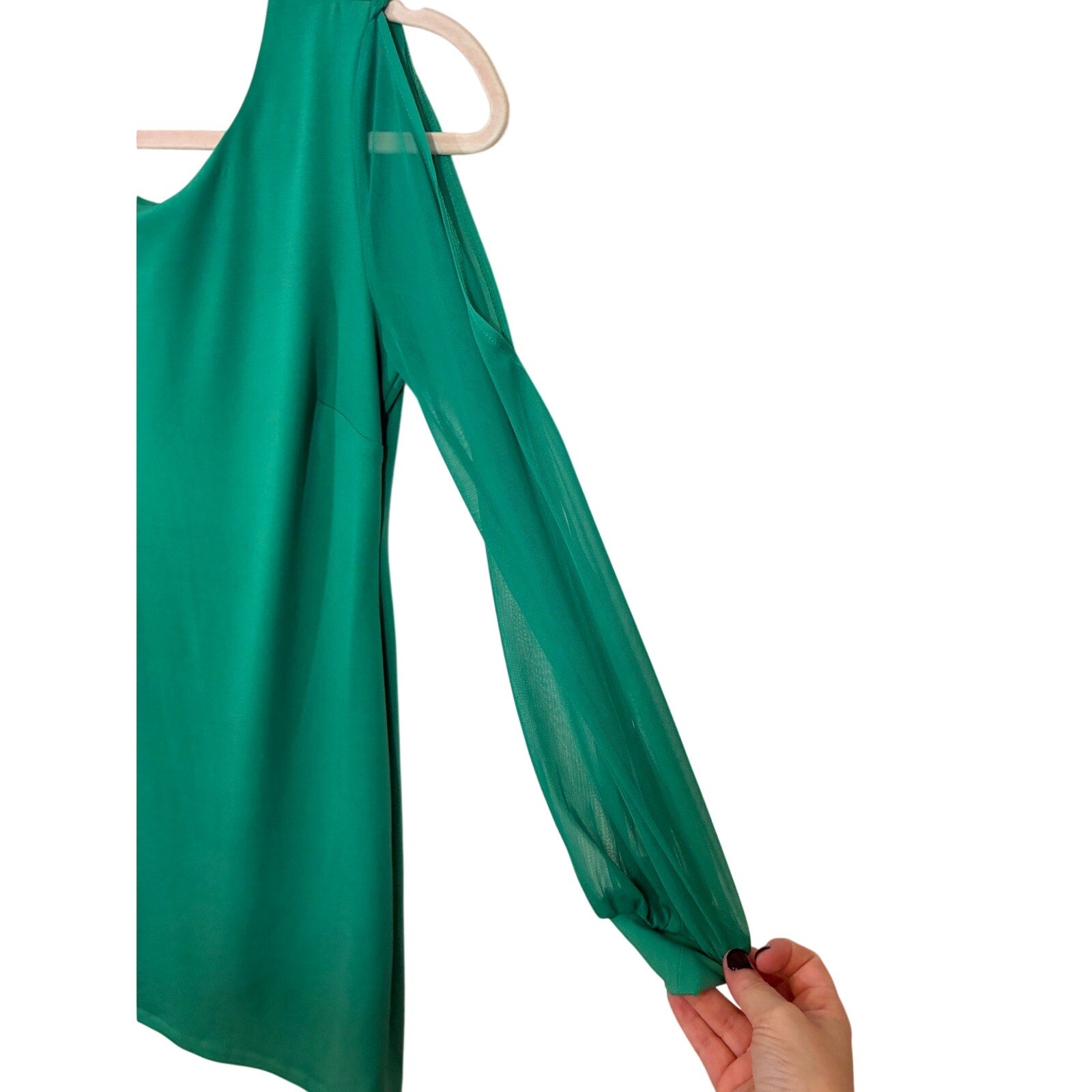 Sweet Storm Emerald Green Cold Shoulder Mini Dress Split Sleeve Cocktail S Y2K