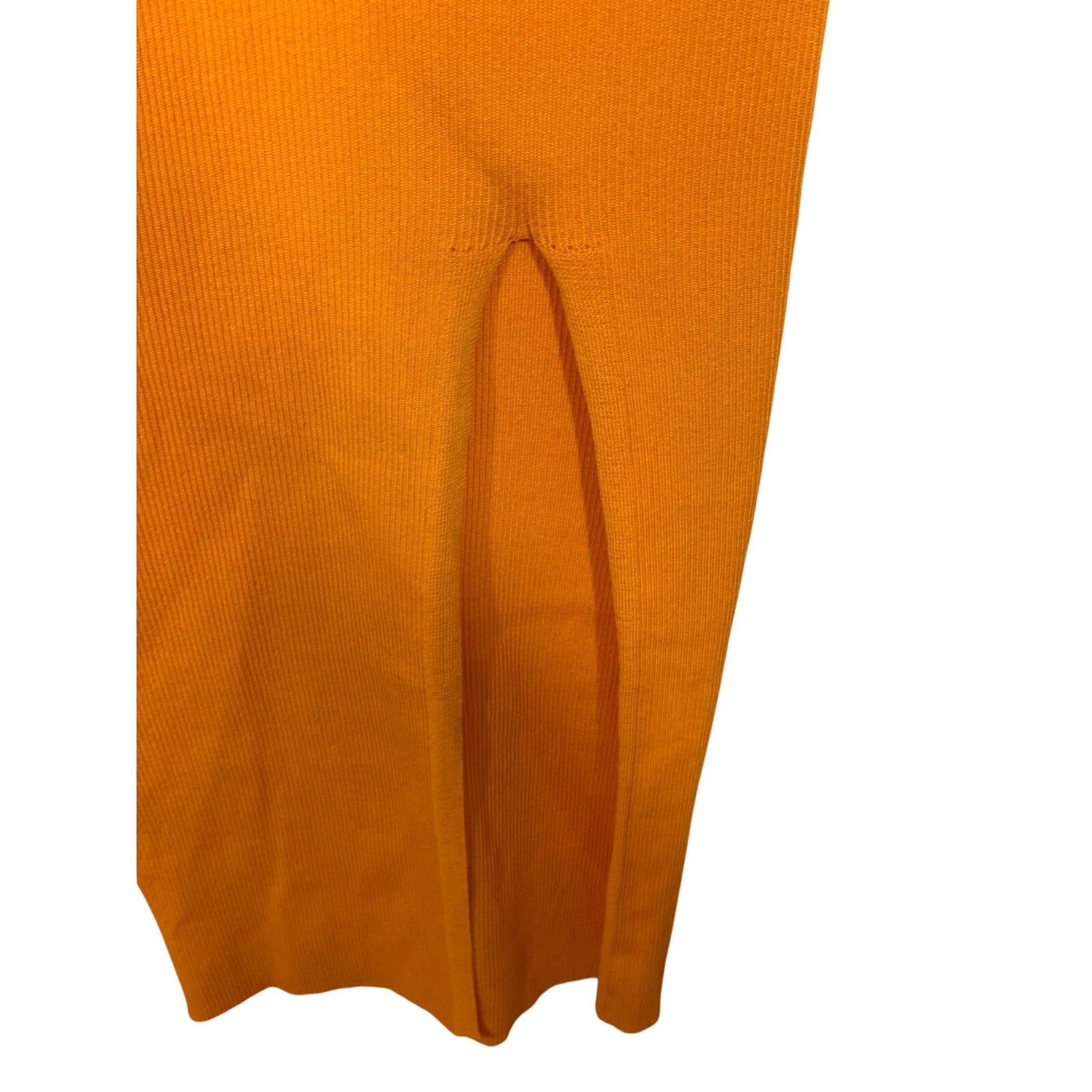 Cider Ribbed Midi Skirt Mustard Yellow Side Slit Bodycon Small Minimal Coastal