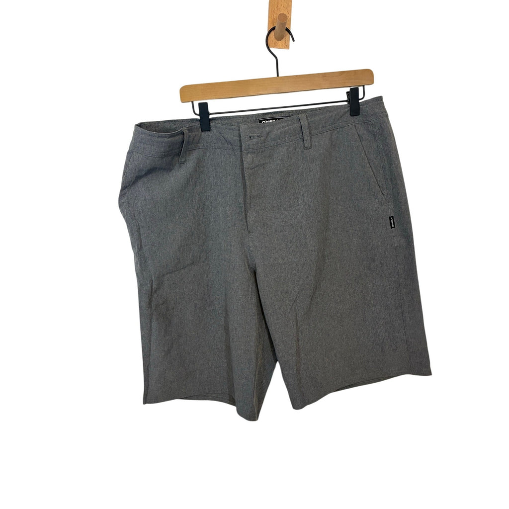 O'Neill Mens Hybrid Hyperdry Gray Stretch Board Shorts 38 Relaxed Fit Surf