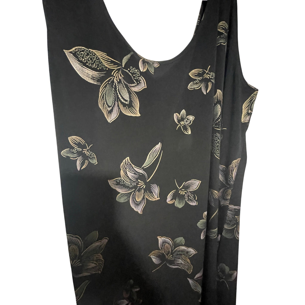 Vintage Hugs & Kisses Dainty Cottage Boho Plus Black Maxi Bodycon Slip Dress 3XL
