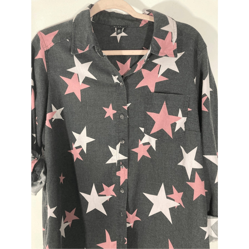 Torrid Star Spangle Flannel Novelty Print Plus Button Up Shirt Casual Western 00