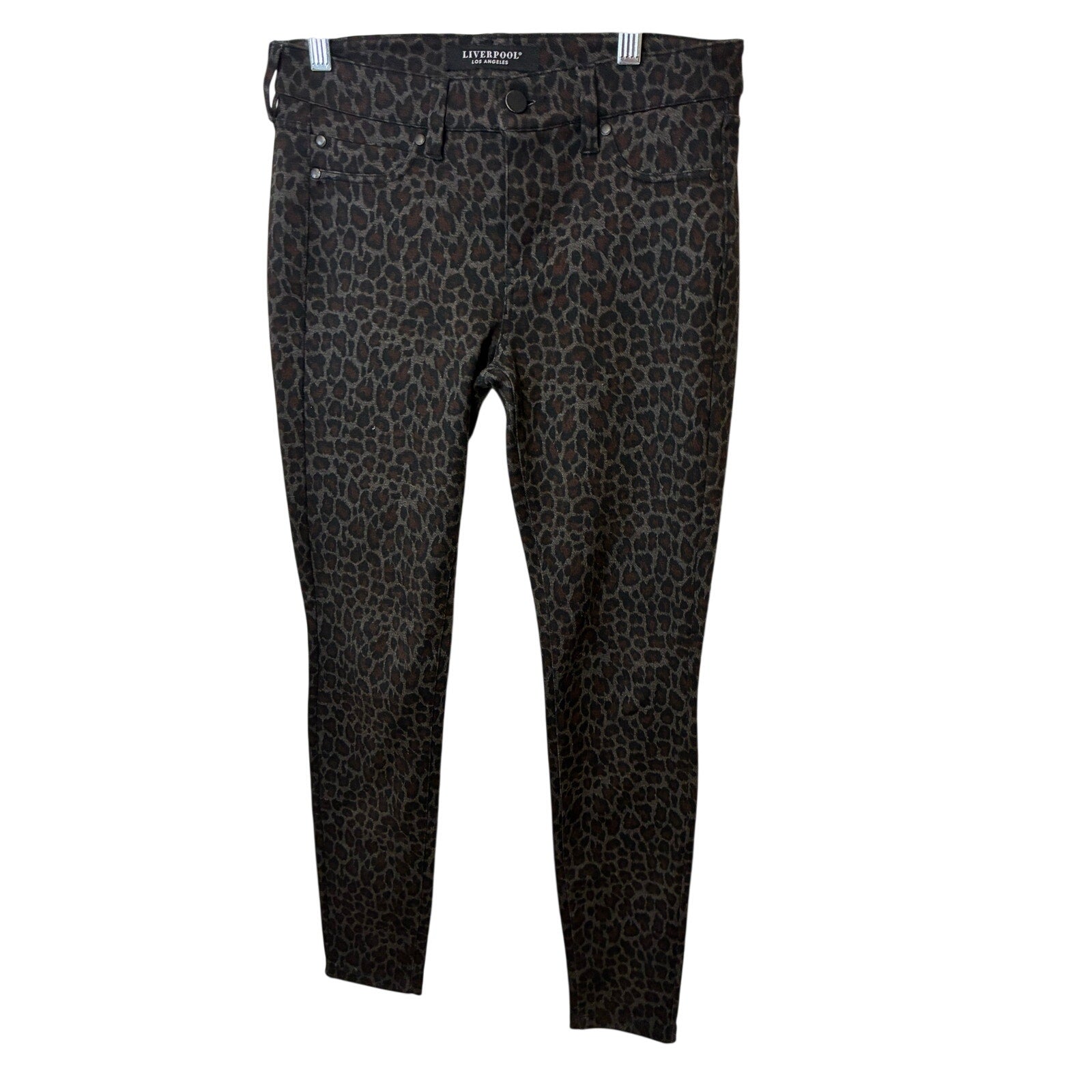 Liverpool Madonna Skinny Pants Black Cheetah Print Women’s 2 Mob Wife
