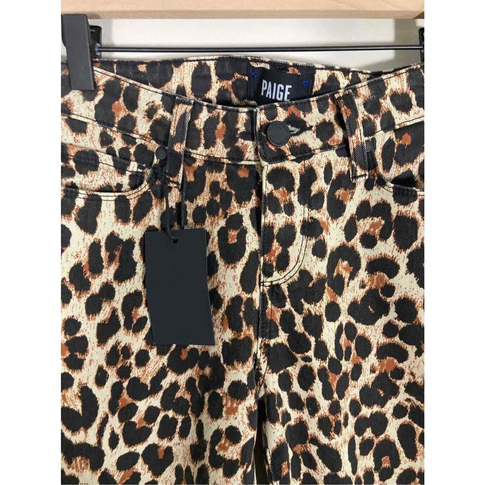 NWT Cheetah Print Paige Raw Hem Verdugo Ankle Mob Wife Mom Jeans