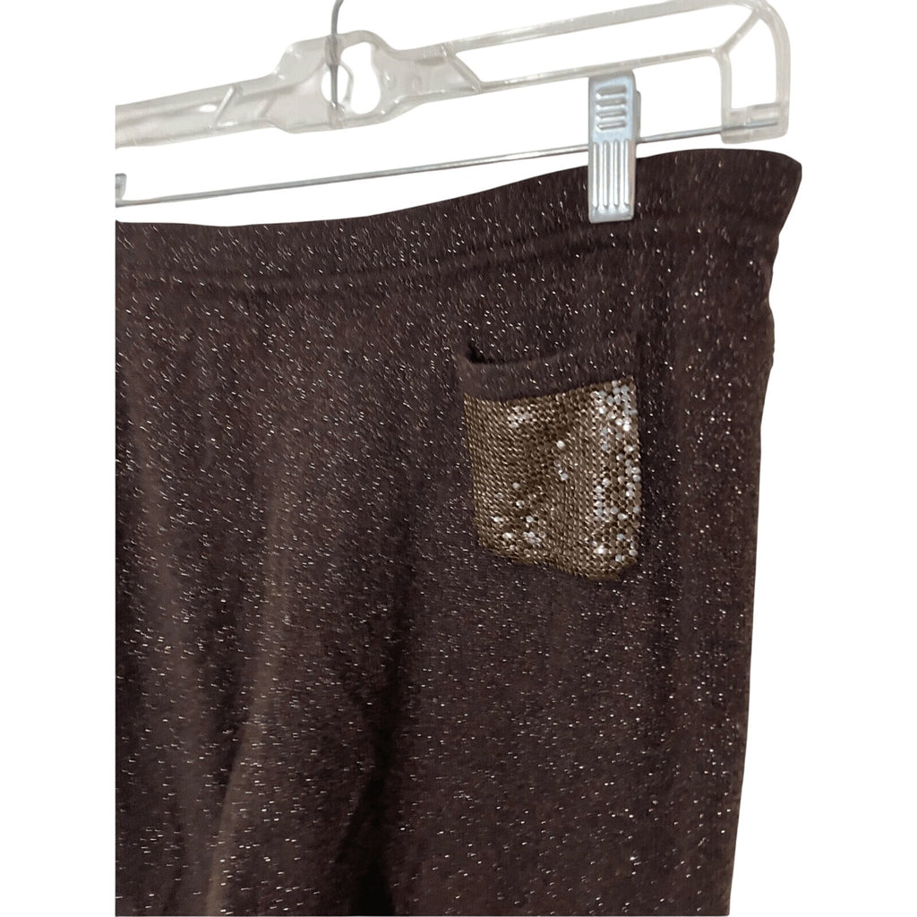 Escada Sport Women's Brown Wool Cashmere Sweater Pants Sequin Pocket Detail Sz L