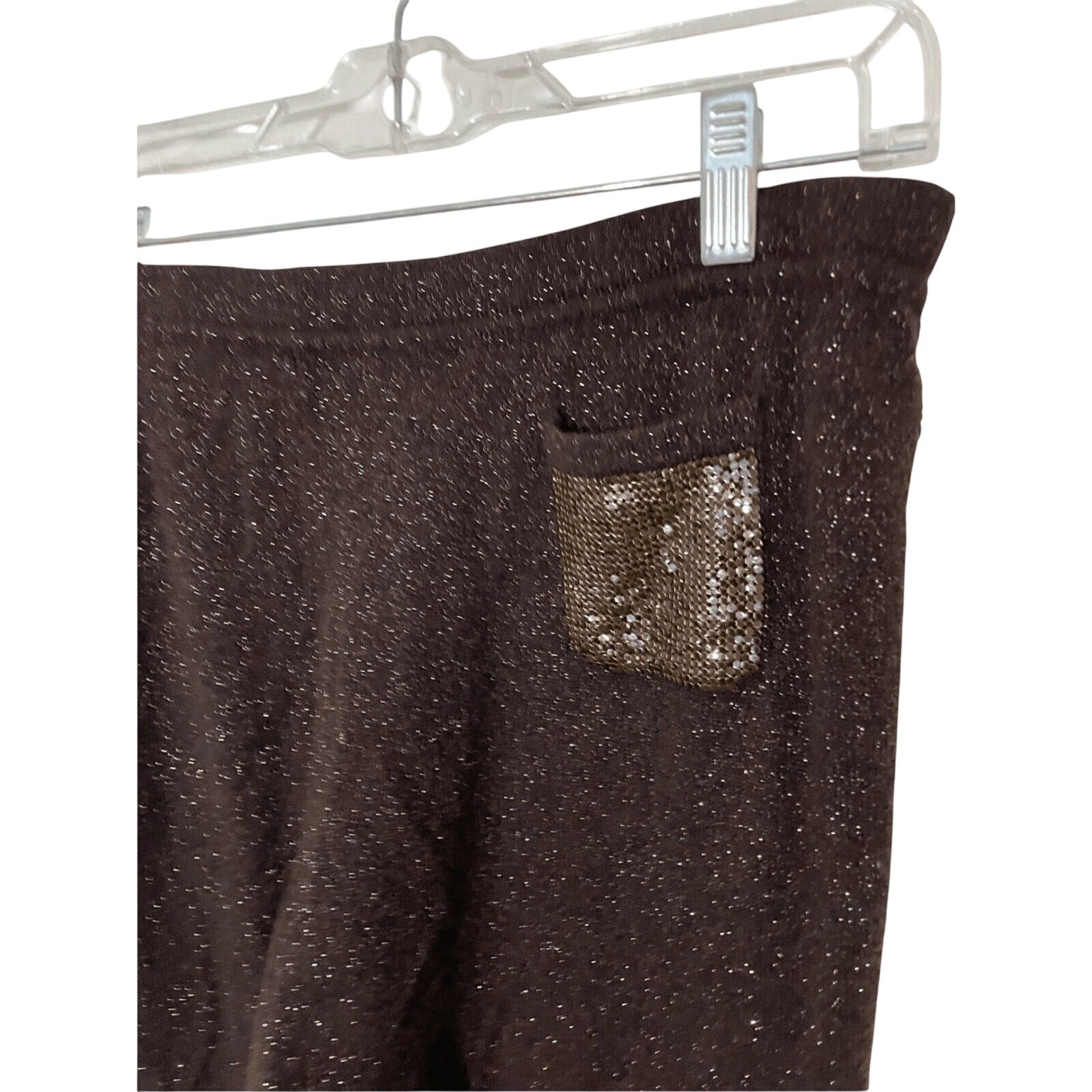 Escada Sport Women's Brown Wool Cashmere Sweater Pants Sequin Pocket Detail Sz L