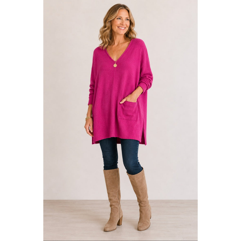 Soft Surroundings Oversized Fuschia Pink Cashmere Sweater Tunic