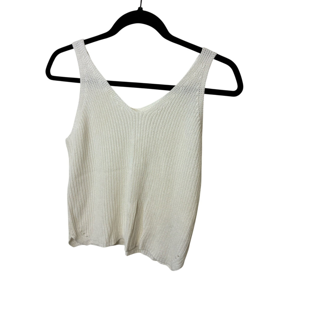 ee:some s/m women's Coastal Open Knit Sleeveless Tank Top White Boho Beachy