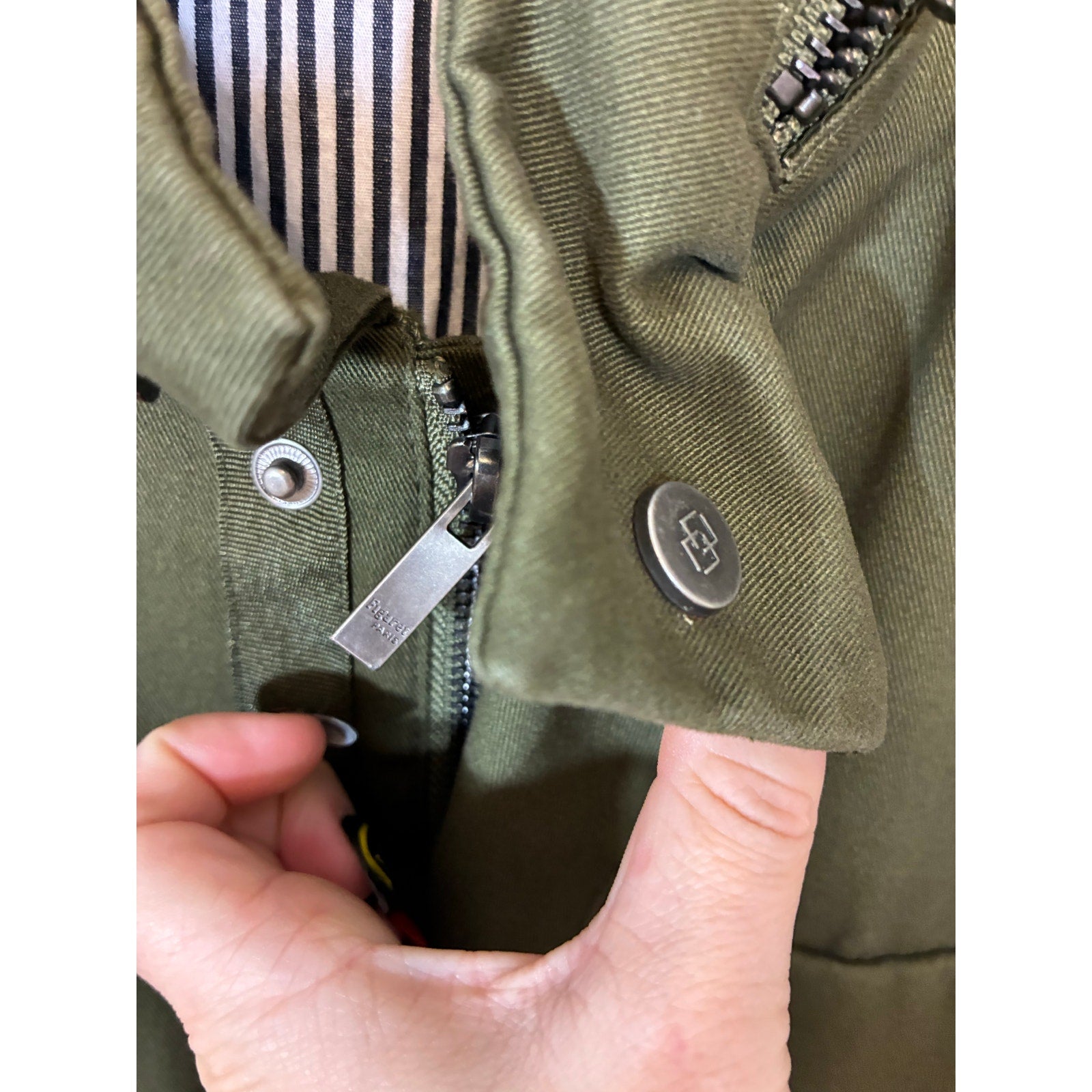 Alain Figaret Paris Utilitary Veste militaire Isao Men's Large Cotton Ripstop