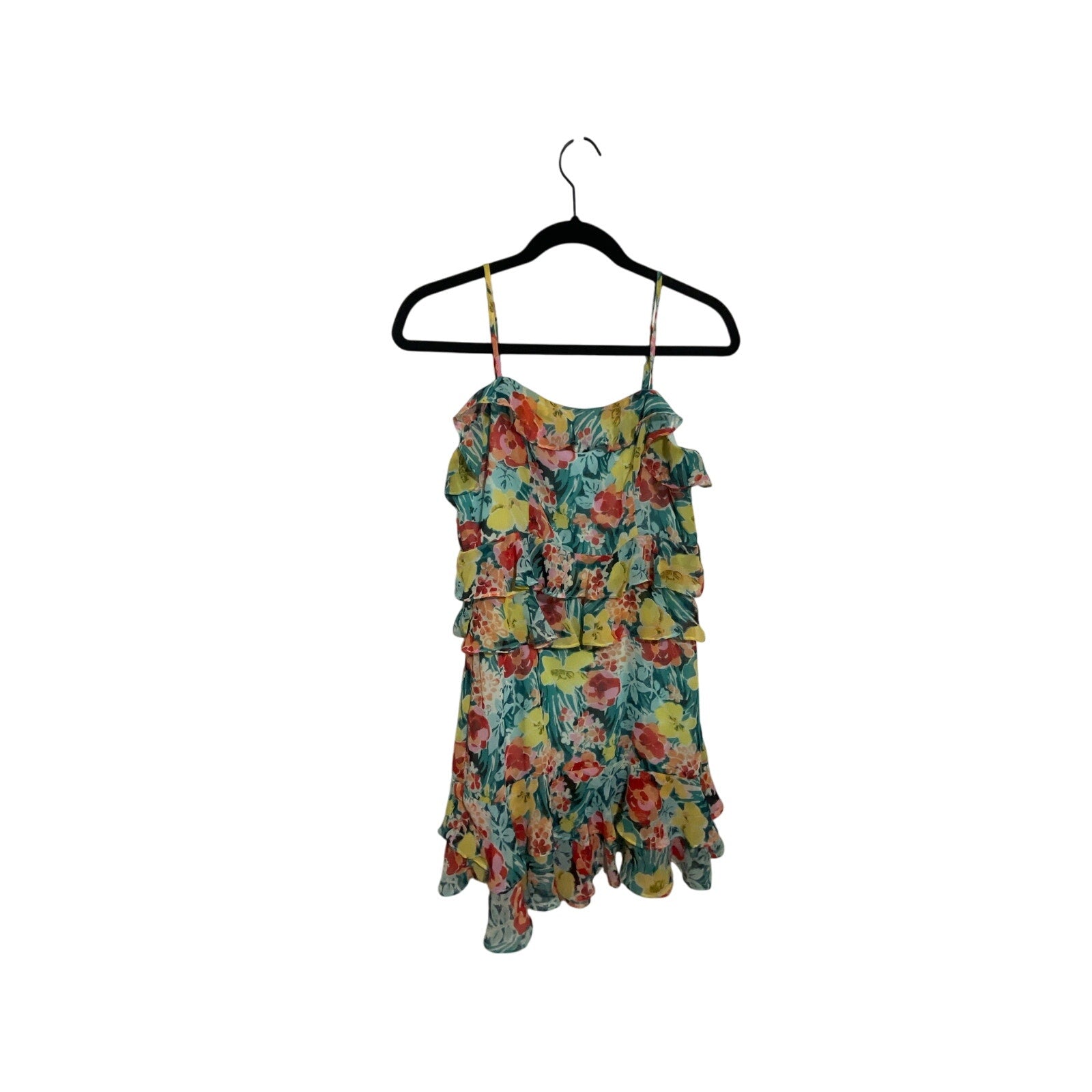 Lulu's Dainty Coquette Cottage Feel Alive Teal Green Floral Print Ruffled Dress