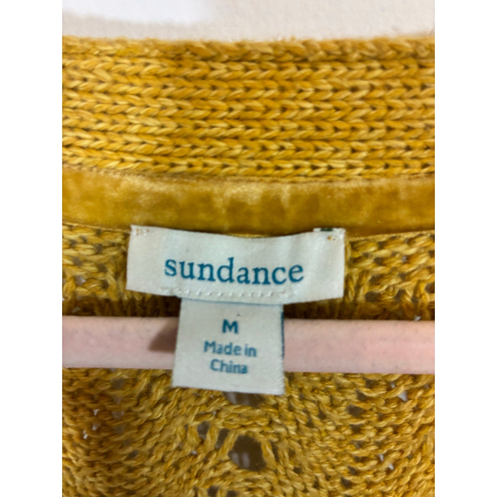 Sundance Autumn Light Silk Blend Pointelle Duster Cardigan Mustard Longline M
