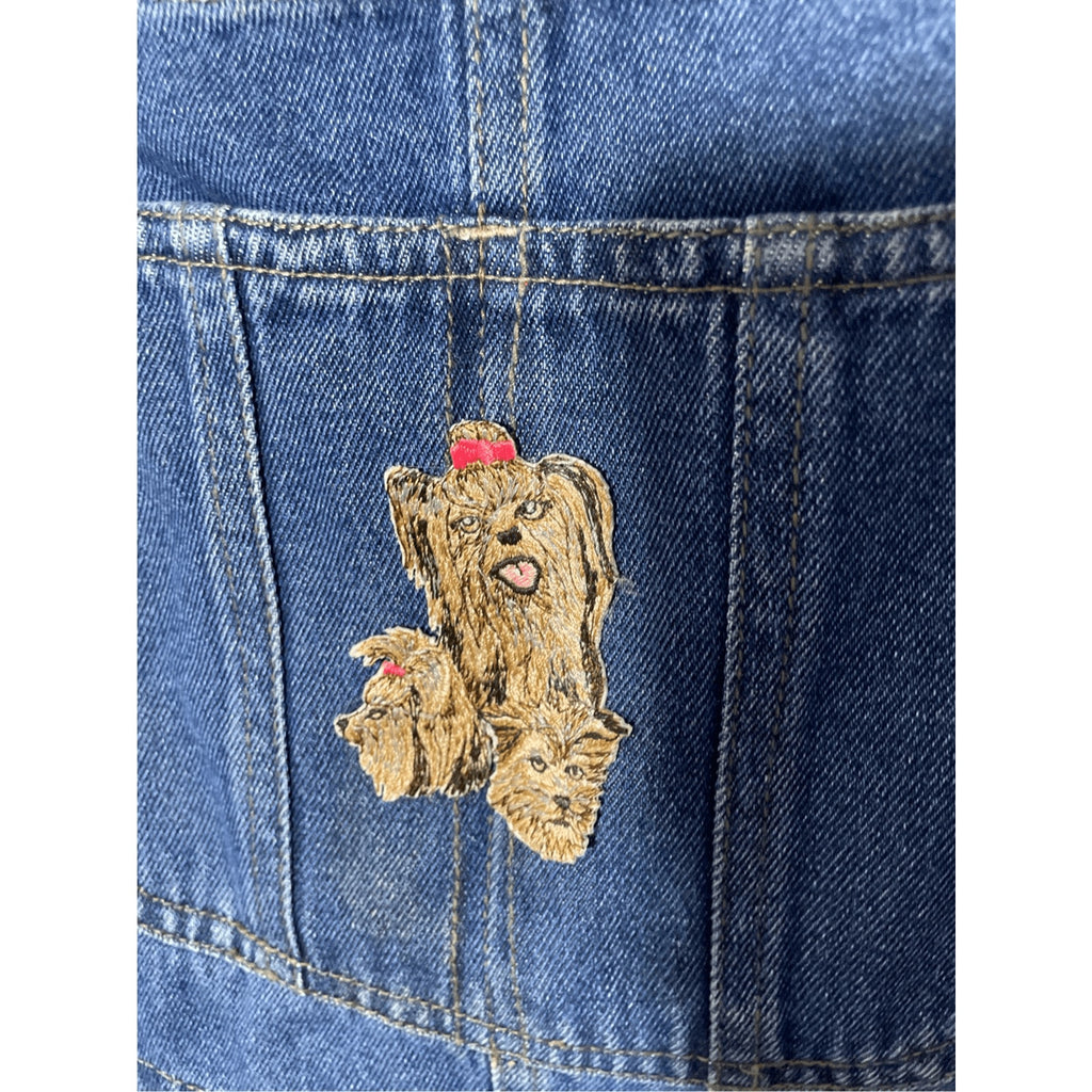 Vintage Hank's 70's Denim Large Women's Yorkie Dog Short Overalls