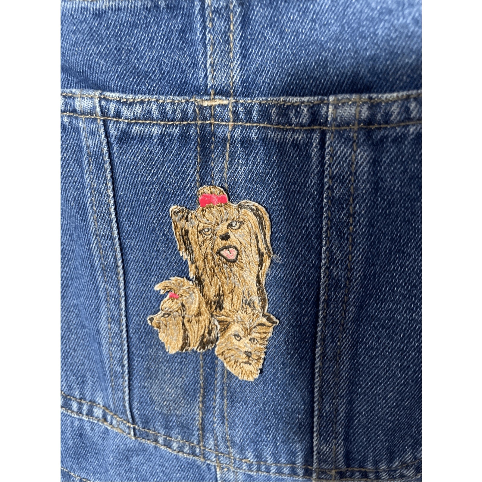 Vintage Hank's 70's Denim Large Women's Yorkie Dog Short Overalls