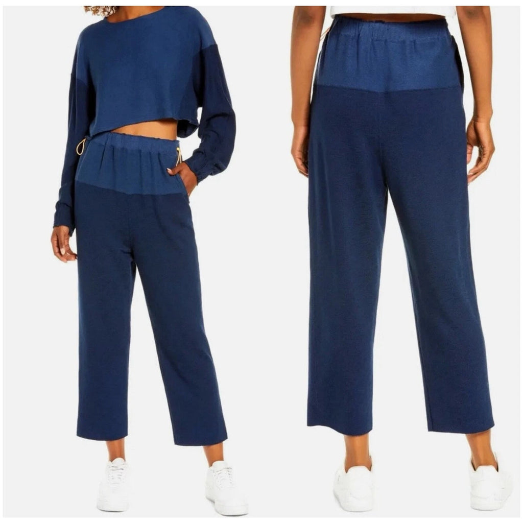 Free People FP Movement Surfside Navy Blue Jogger Pants Cropped Relaxed S