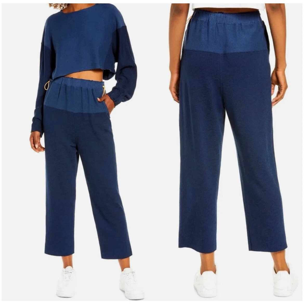 Free People FP Movement Surfside Navy Blue Jogger Pants Cropped Relaxed S