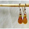 Vintage Amber Resin Drop Earrings Honey Yellow Boho Earthy Natural Gemstone