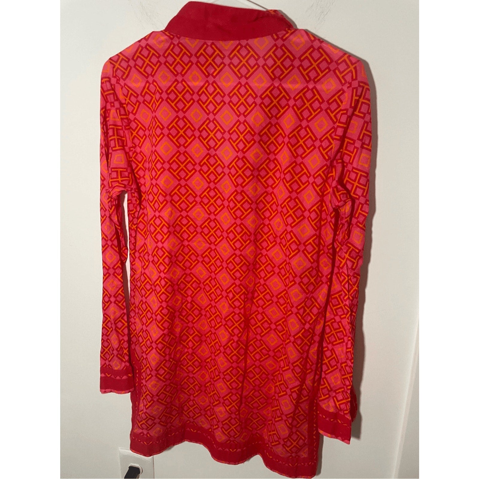 NWOT Tori Burch Honeysuckle Cotton Resortwear Printed Red Pink Tunic