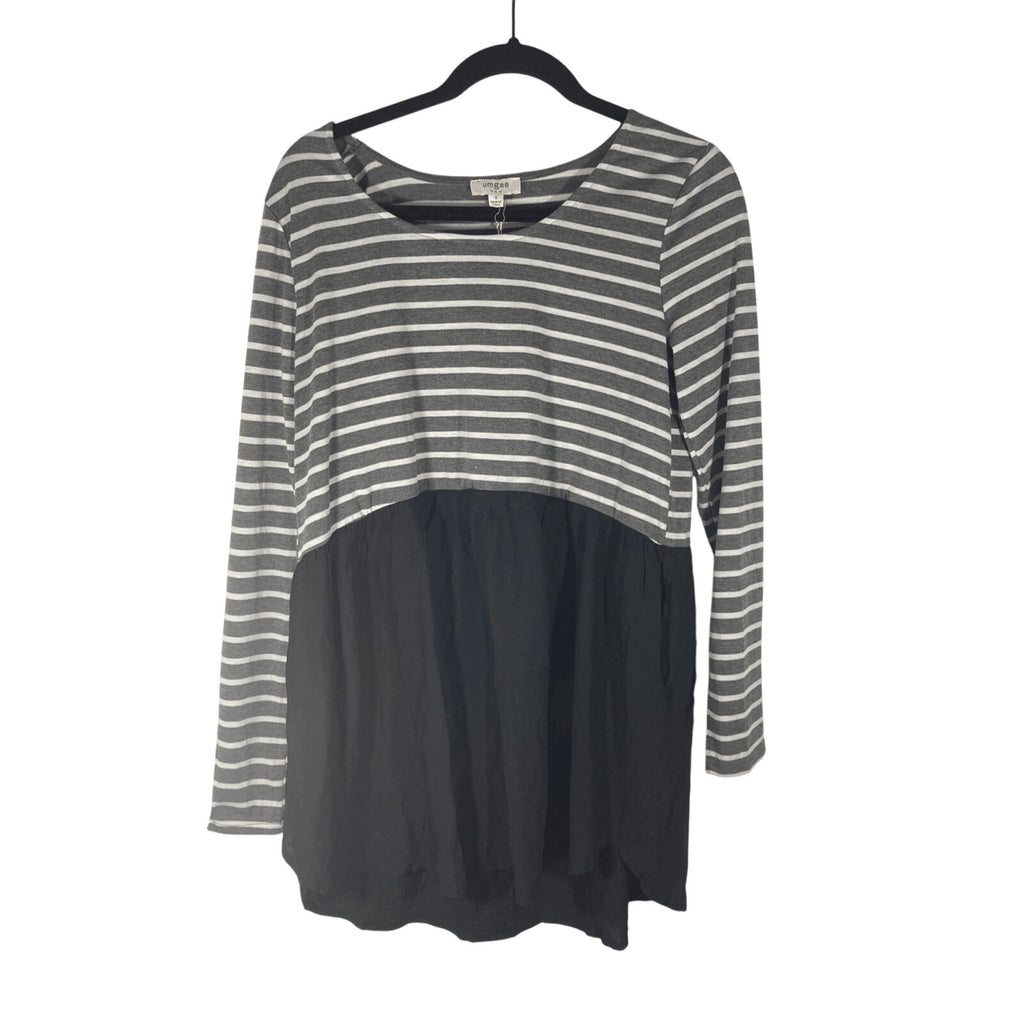 NWT Umgee Women's Small Long Sleeve Stripe Dress Minimalist Preppy Mute Stripe