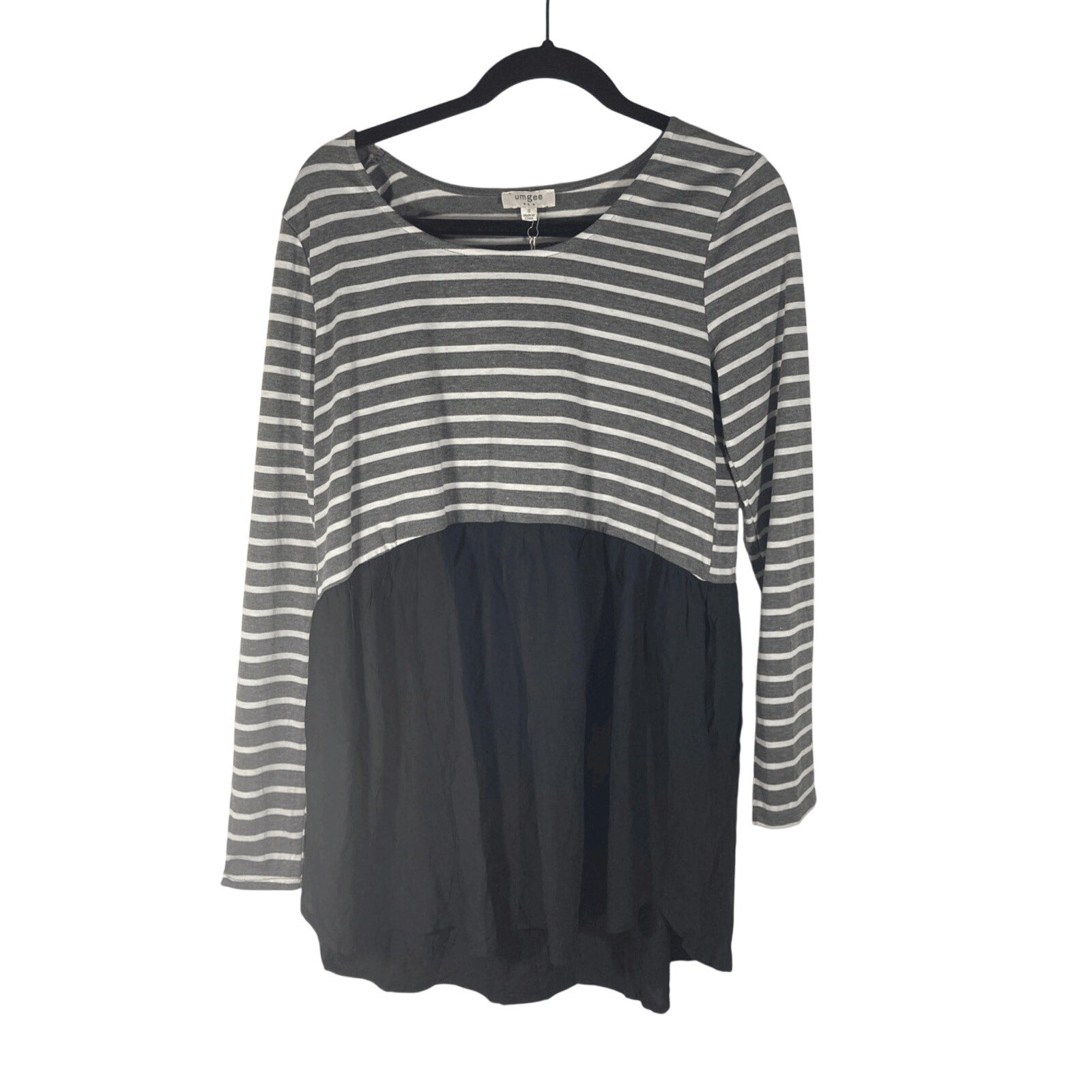 NWT Umgee Women's Small Long Sleeve Stripe Dress Minimalist Preppy Mute Stripe