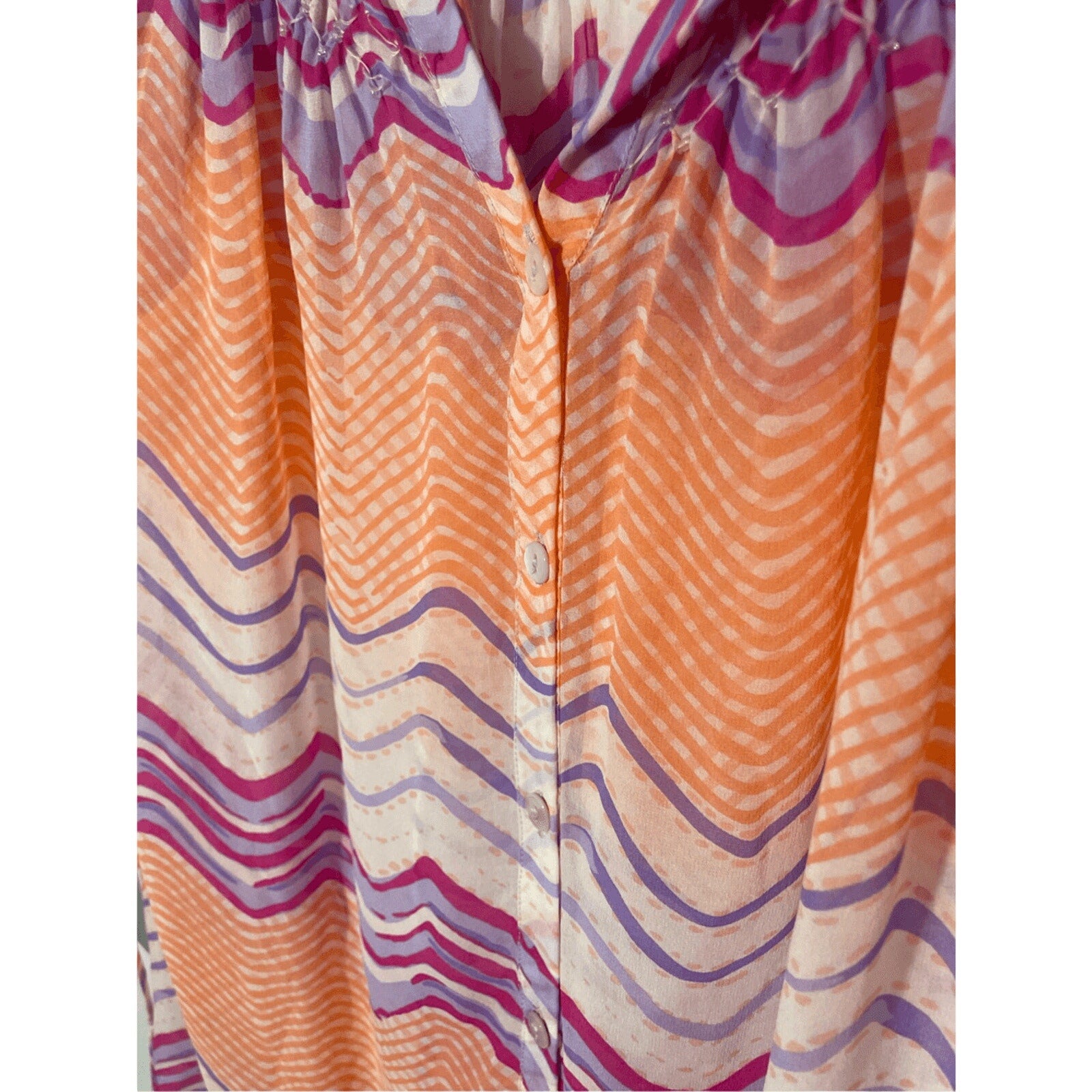 Calypso St. Barth Multicolour Printed Silk Cover Up Front Pearl Button Tunic